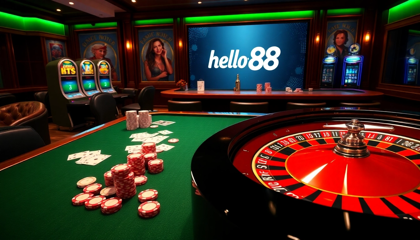 Experience thrilling gameplay at hello 88 with exciting poker chips on a luxurious casino table.