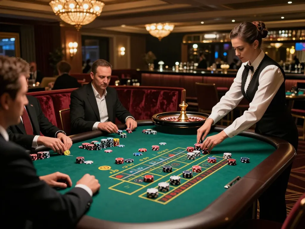 Experience thrilling gameplay at bdtk66 casino with active roulette betting on an upscale casino floor.