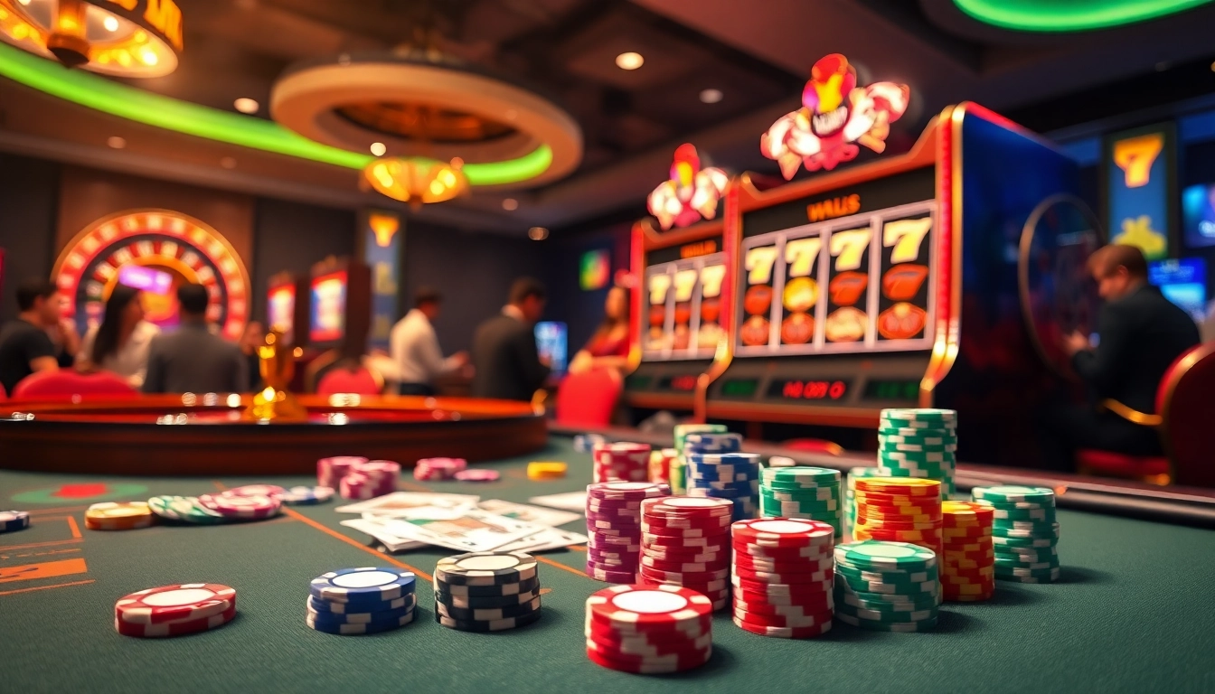 Engaging casino scene featuring players and vibrant gaming elements at Luck8 Com.