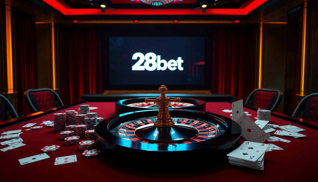 Experience the thrill of 28bet with vibrant casino tables and engaging games.