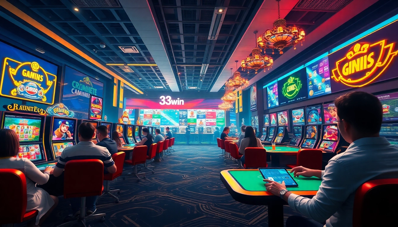 Experience the excitement of online gaming with 33win's engaging casino and sports betting scene.