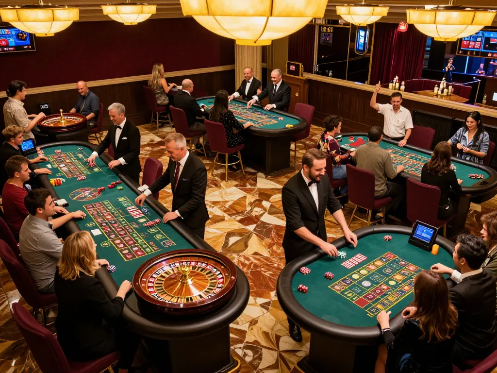 Players enjoying a thrilling roulette game at mb66 casino, capturing the dynamic atmosphere and excitement of the gamble.