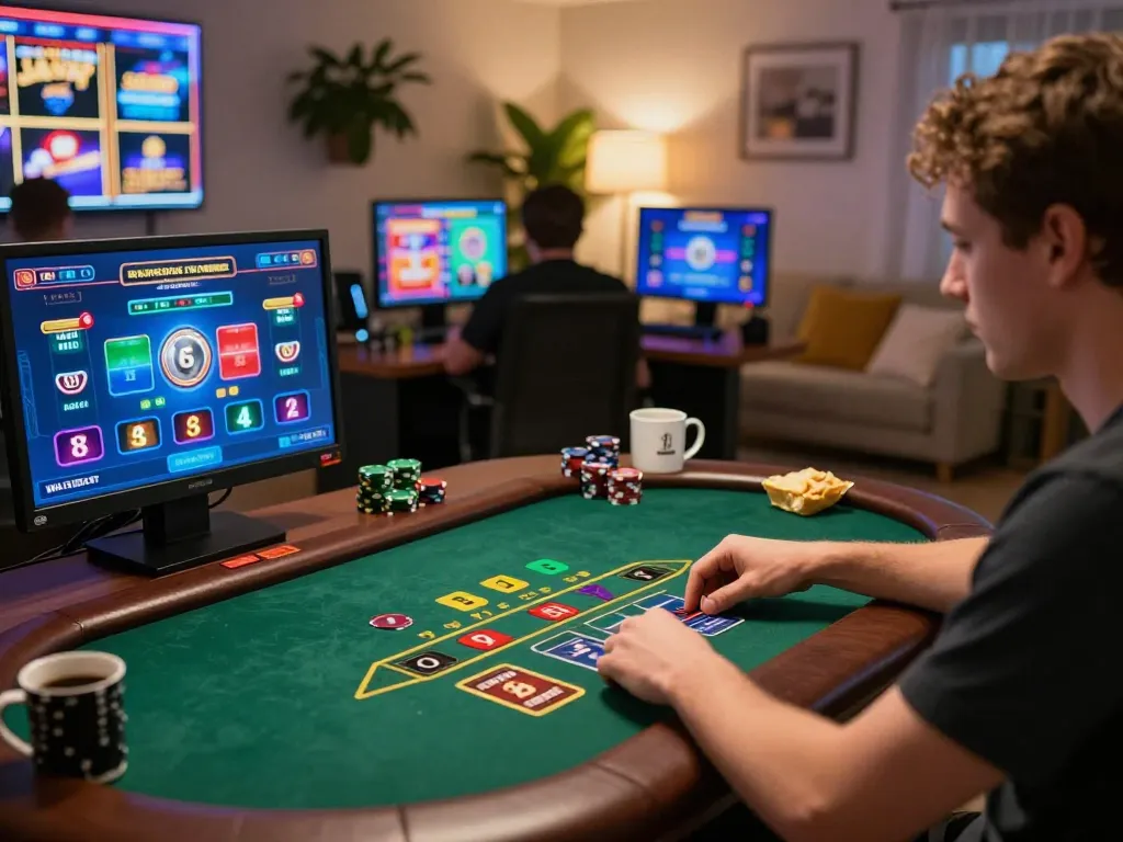 Player enjoying an exciting live dealer blackjack game from home, featuring mainecoasthemp related gaming strategies.