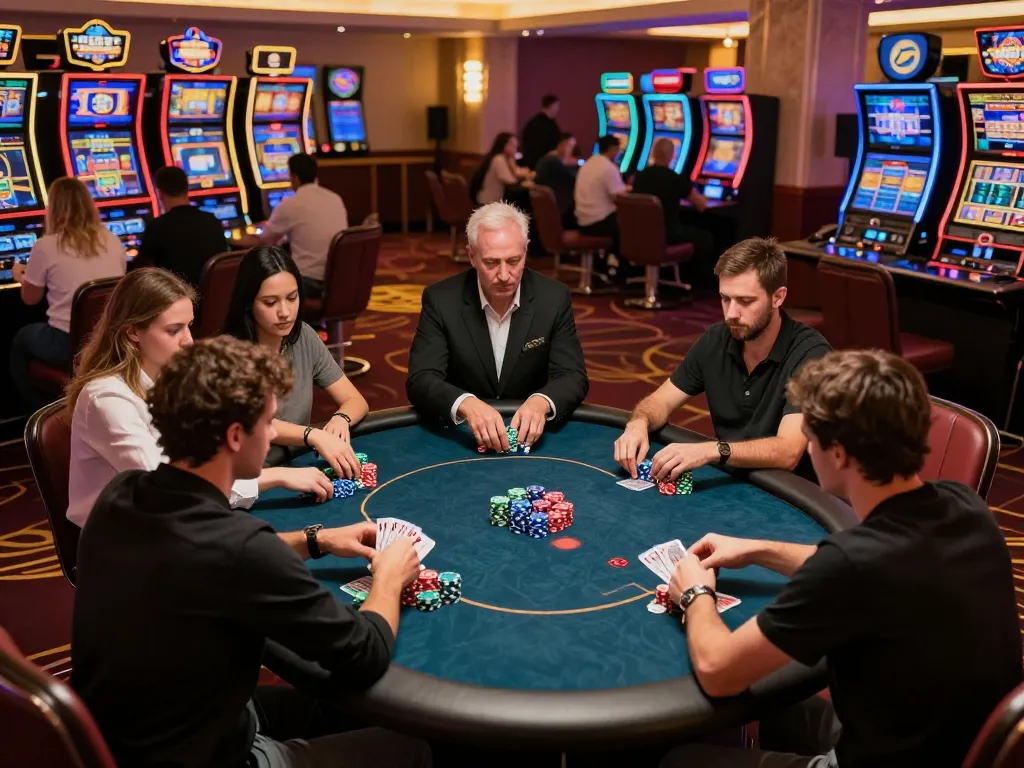TWIN68 players strategizing during a poker game, enhancing competitive atmosphere.