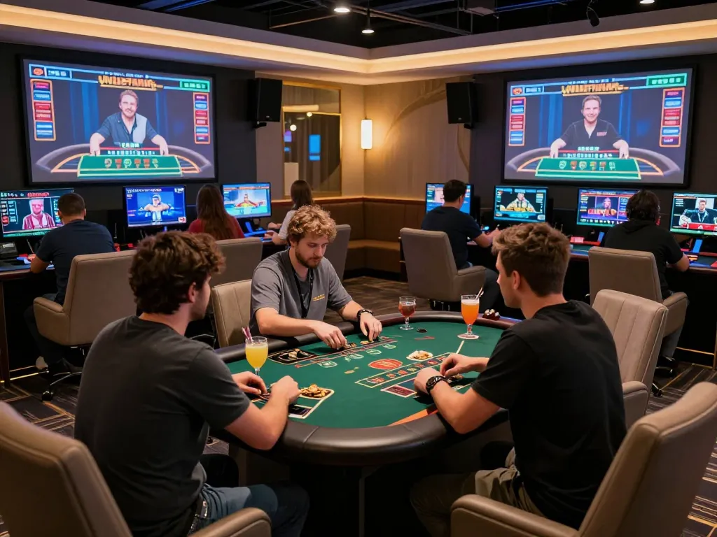 Experience interactive gameplay at MB66 with live dealer blackjack in a modern lounge setting