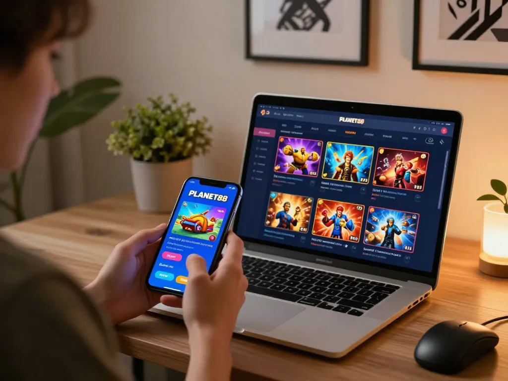 Exciting mobile gaming experience with the PLANET88 app highlighting dynamic betting options.