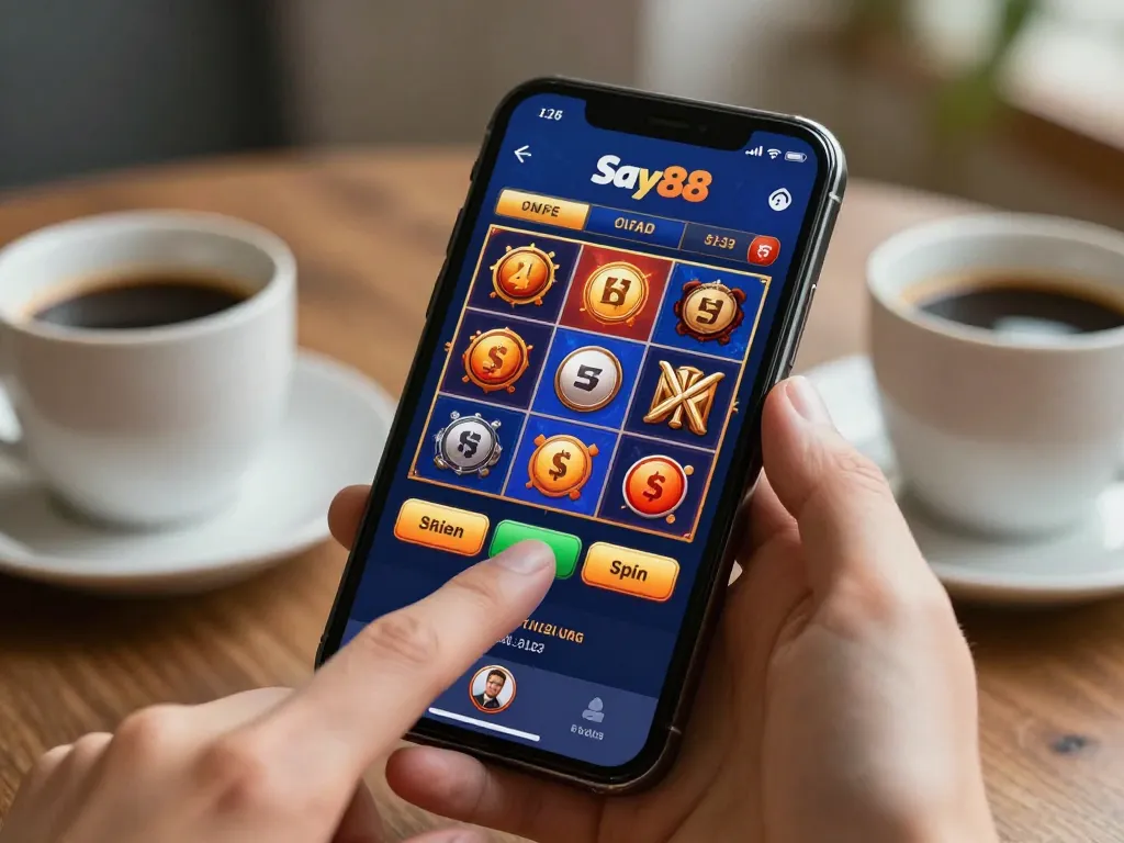 Experience exciting casins action with the Say88 app on a smartphone, ready to spin and win!