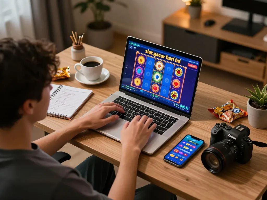 Engaged in online gaming, a player experiences slot gacor hari ini excitement from a beautifully designed setup.