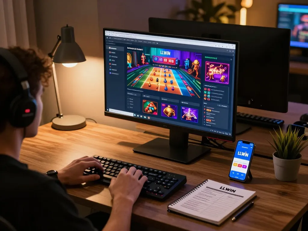 LLWIN online gambling setup captures a player engaged in strategic gameplay.