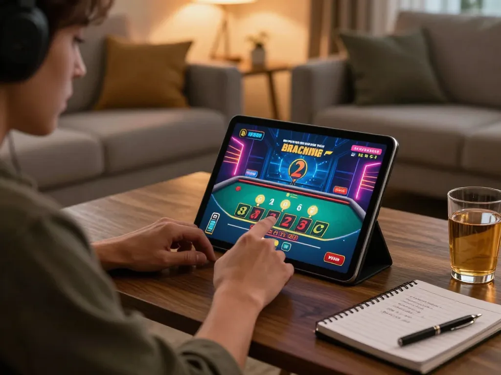 Player enjoying Baccarat on 789P live dealer platform with cozy home setup