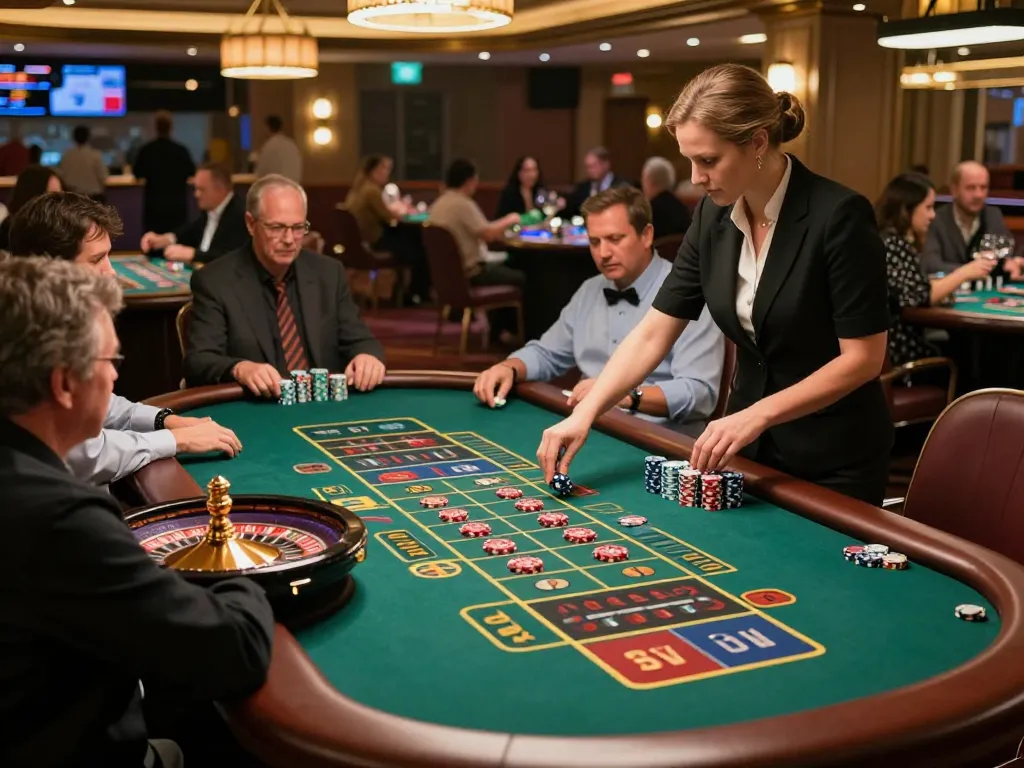 Players engaging in a thrilling game of roulette at tr88 casino, showcasing chips and a spinning wheel in vibrant lighting