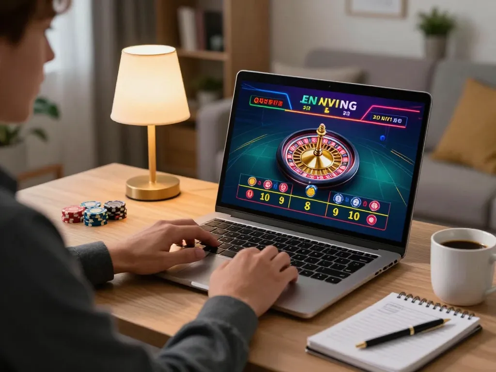 Engage in thrilling online gaming on rr88l1 com with a live roulette experience in a cozy home setting.