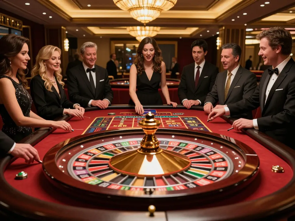 Players engaging at the roulette table at 28Bet com, showcasing vibrant atmosphere and excitement.