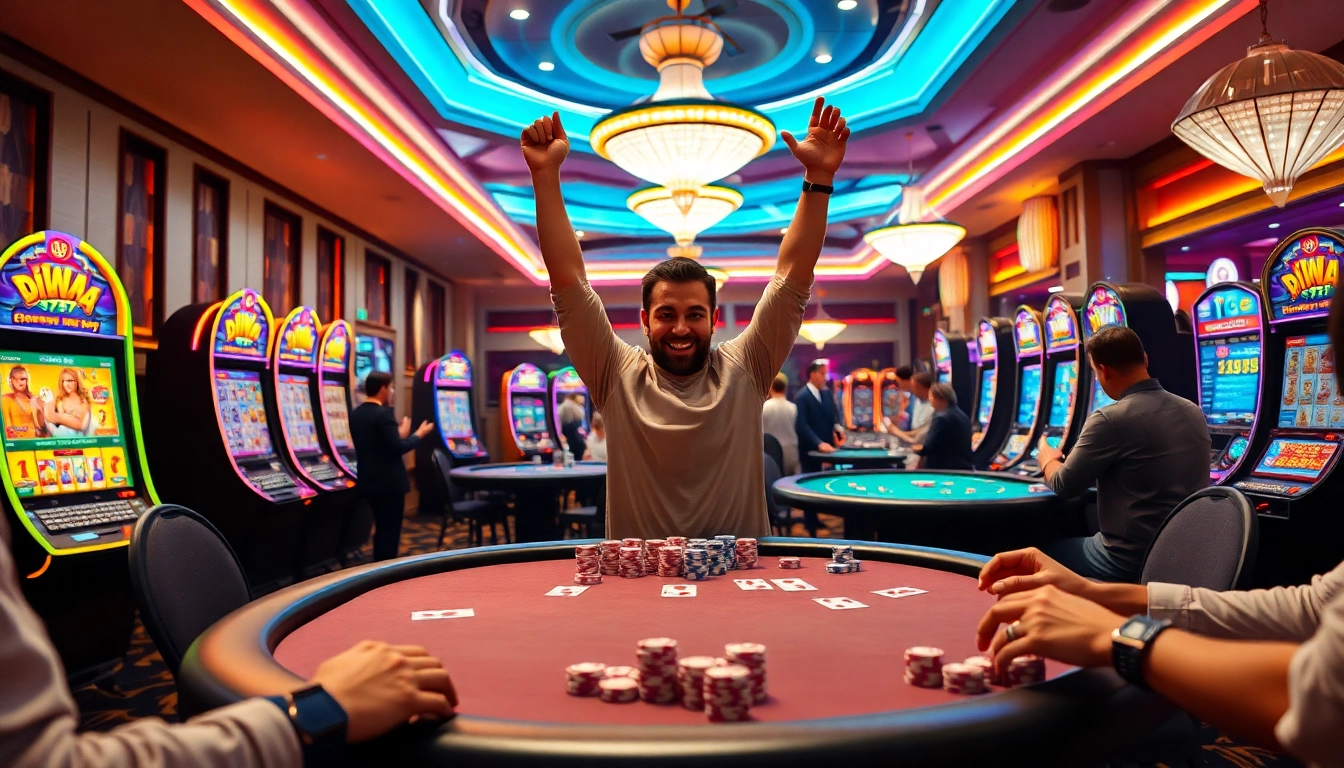 Experience the excitement of Diwa 777 at a vibrant casino with winning players.