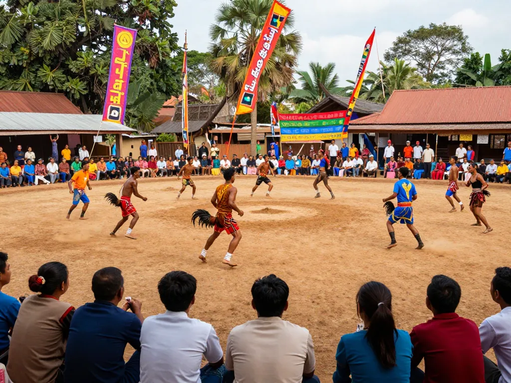 Exciting live cockfighting action at Đá Gà Thomo with spectators engaged and vibrant atmosphere.