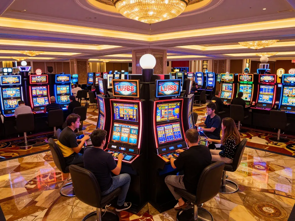 Experience LU88 game excitement with players engaged at a lively casino floor.