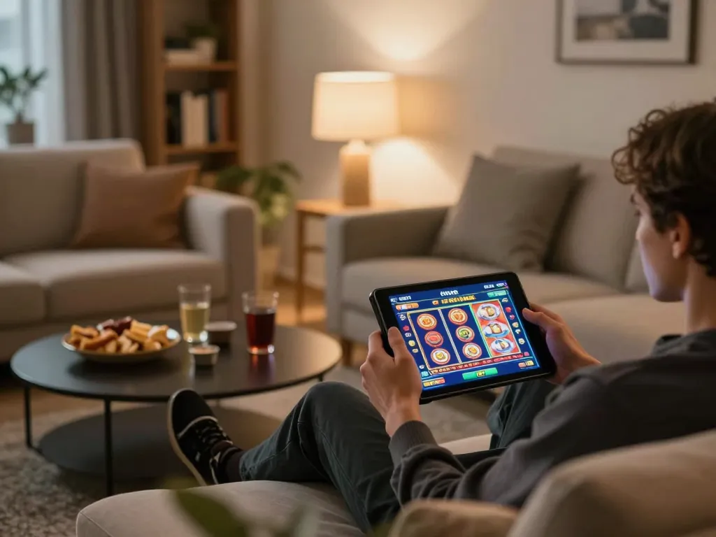 Play online casino games on the tablet at home with god55, highlighting responsible gaming.