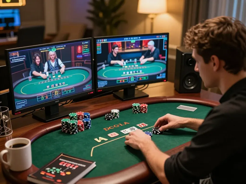 Engaged player experiencing RR88 live poker online with strategic gameplay