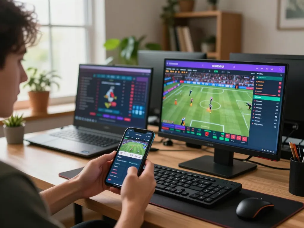 Engaging with nhà cái go8 through exciting online sports betting on a modern gaming setup.