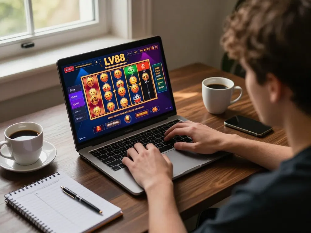 Engaging moment at LV88 online casino showcasing a player immersed in strategy and gaming