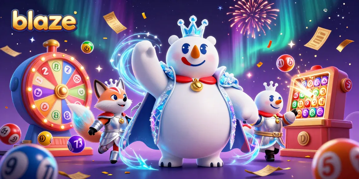 Win big with blaze as colorful lottery balls fly around an enchanting ice king and fox in silver armor.