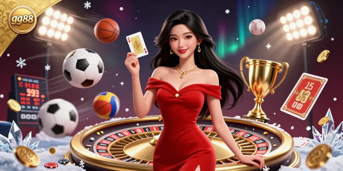 Playing the exciting games at gg88 with a confident young woman, roulette, and vibrant elements.