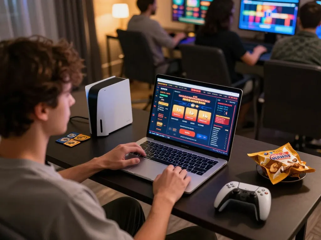 Player enjoying gameplay at non gamstop casinos with vibrant online interface and cozy home setup