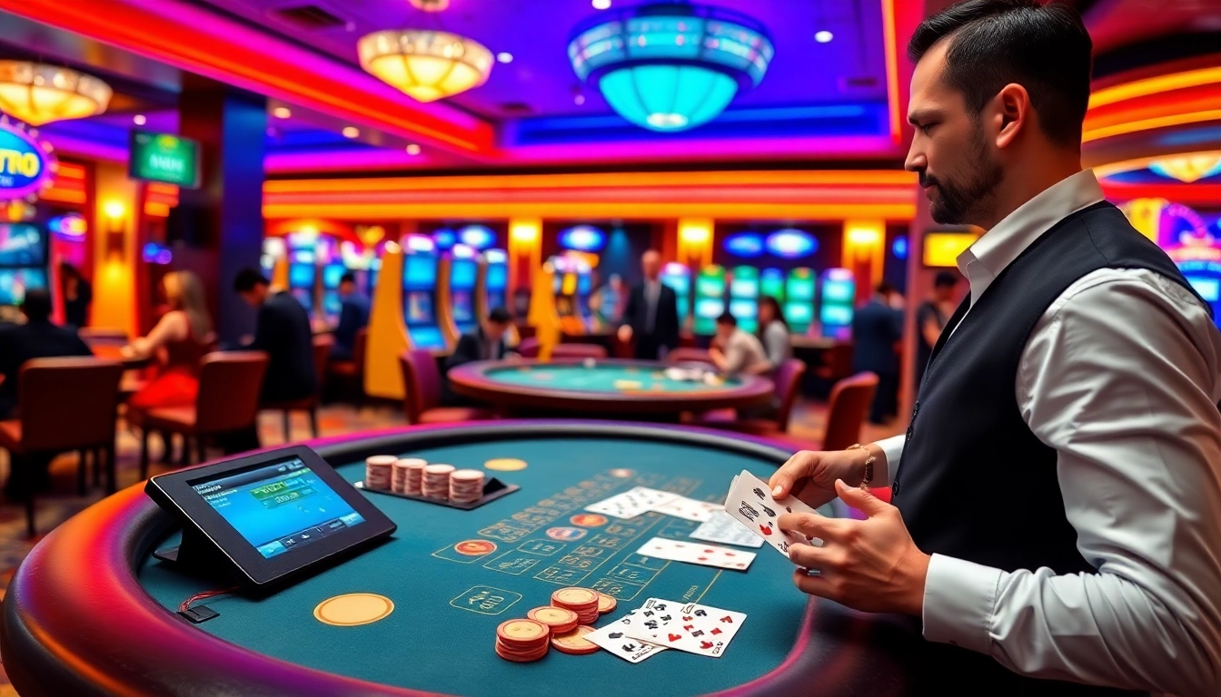 Experience the engaging atmosphere of Nova88 live casino with a dealer and eager players.
