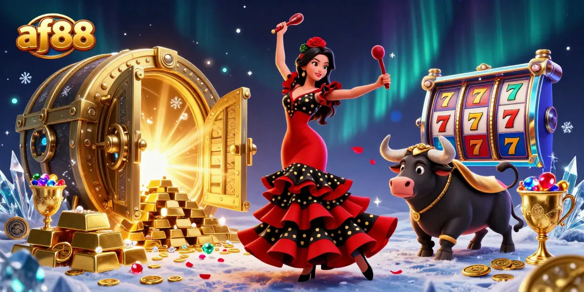 Experience the thrill of af88 with vibrant characters and exciting casino game elements in a rich 3D illustration.