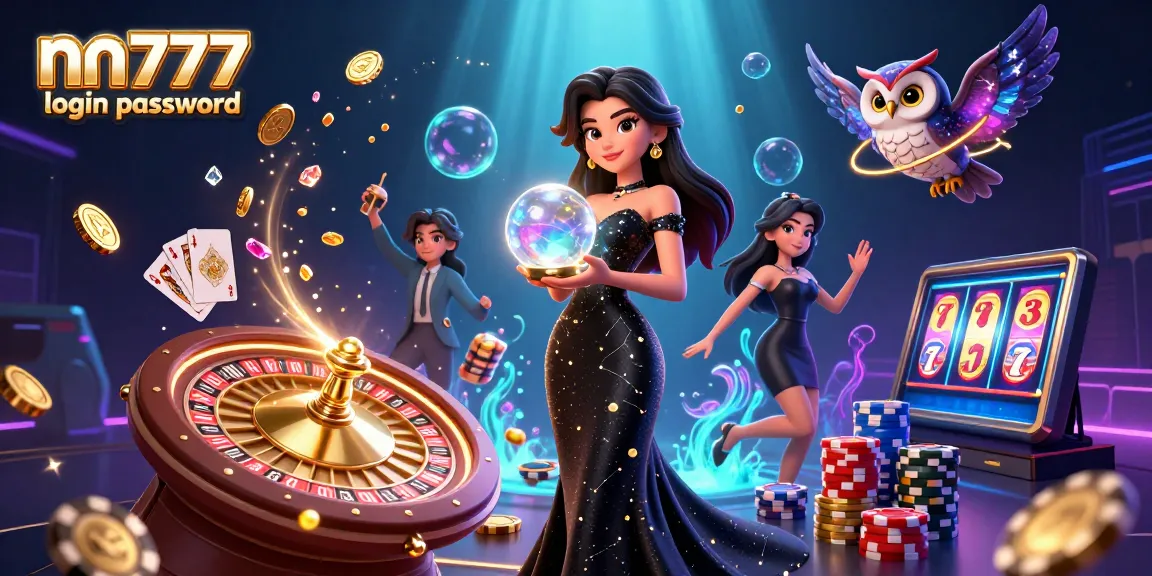Engage in exciting gameplay with nn777 login password at a vibrant, visually-rich 3D casino illustration.