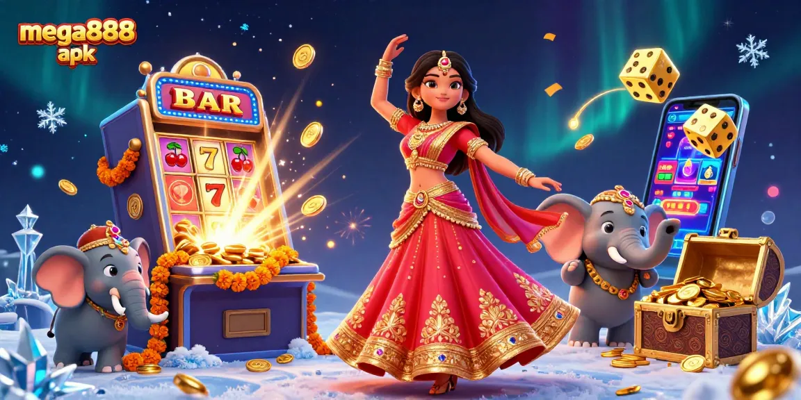 Experience thrilling gaming with mega888 apk in a vibrant casino scene full of excitement.