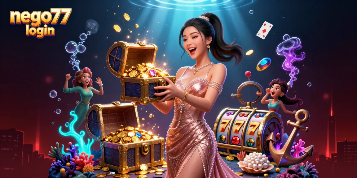 Experience smooth gaming with nego77 login, showcasing treasures and gambling excitement.