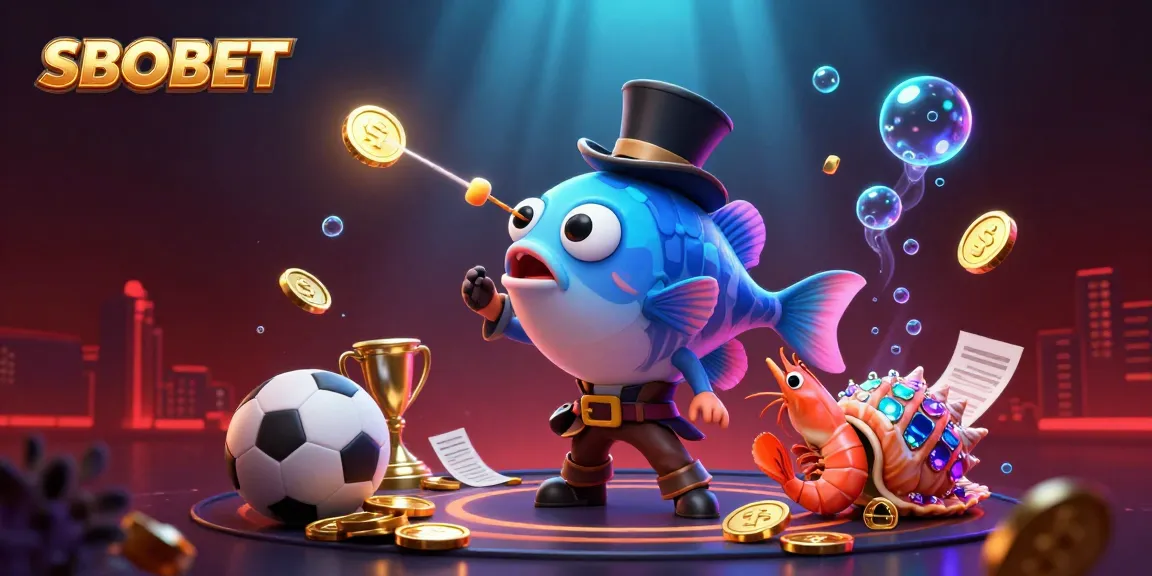 SBOBET enhances your betting experience with an exciting underwater scene featuring lucky trophies and sports betting elements.