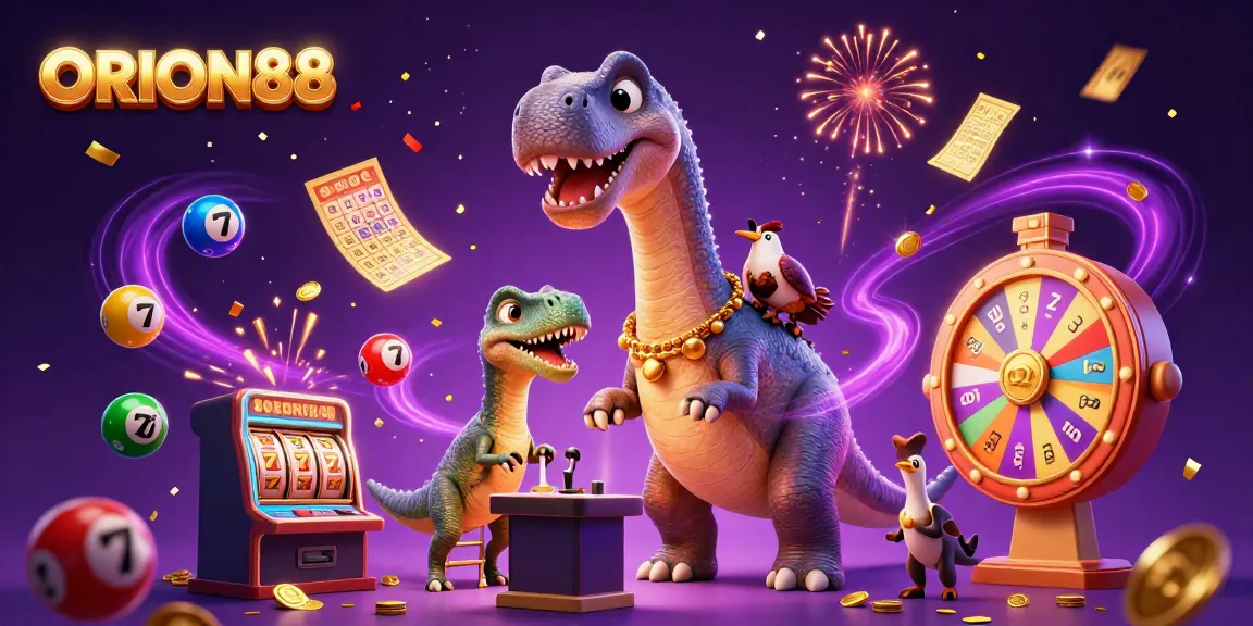 Spin to win with ORION88's thrilling slot machines and colorful lottery elements in an enchanting casino scene.