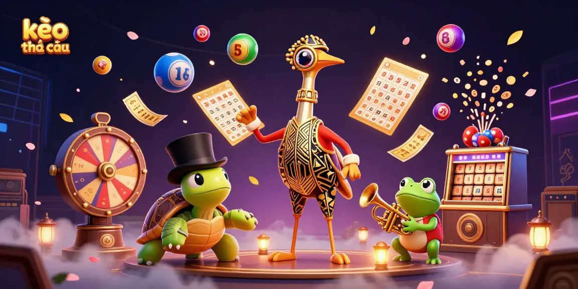 Win big with kèo nhà cái in this illustrated scene featuring casino elements and lively characters.