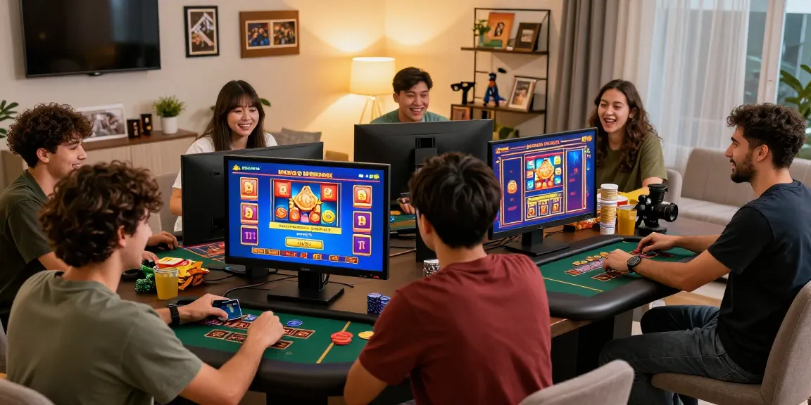 Engaging scene of players enjoying scoarch.org.uk credit card casino reviews at home, using credit cards for online gaming with vibrant game graphics.