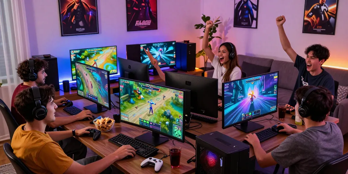 Engaging online gaming experience at https://cikagames.com/ showcasing players enjoying multiplayer fun in a lively living room.