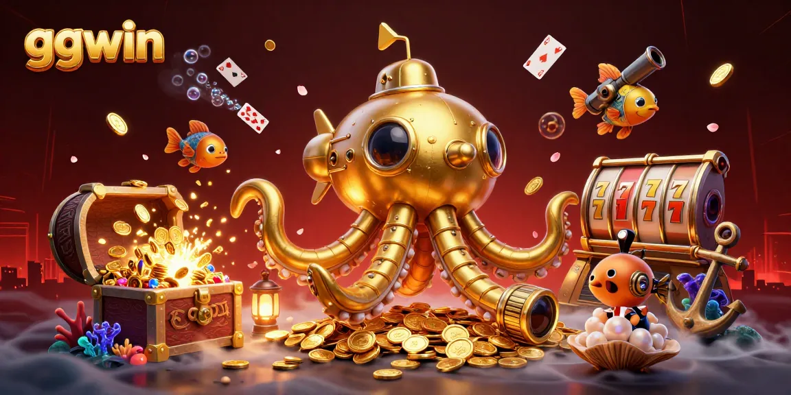 Experience exciting wins with ggwin as the golden kraken surfaces amidst a treasure of slots.