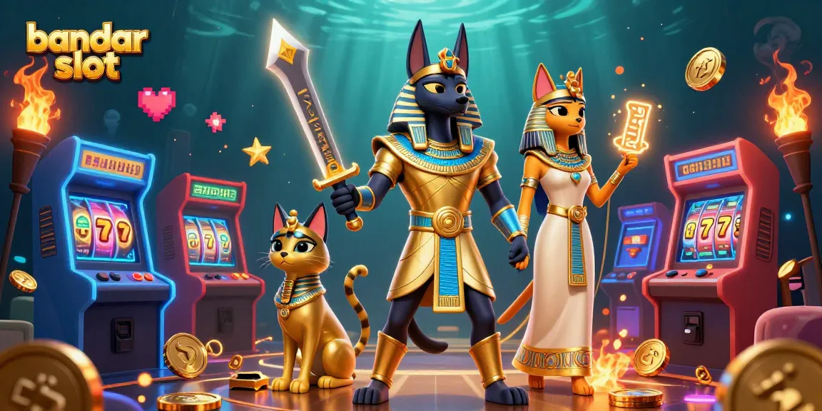 Spin the reels at bandar slot with a mystical Anubis warrior guarding jackpot treasures.