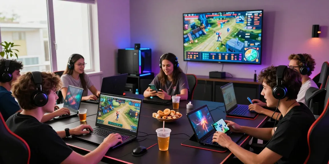 Exciting online gaming moment with players enjoying mahajitu games on various devices, showcasing vibrant atmosphere and competitive spirit.