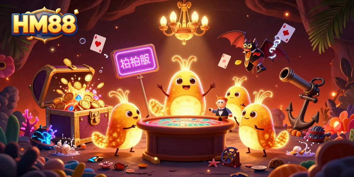 Experience thrilling gameplay at HM88, featuring a vibrant cave casino illuminated by glowing characters and rich game elements.