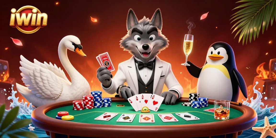iwin characters at a baccarat table engage players with vibrant casino energy