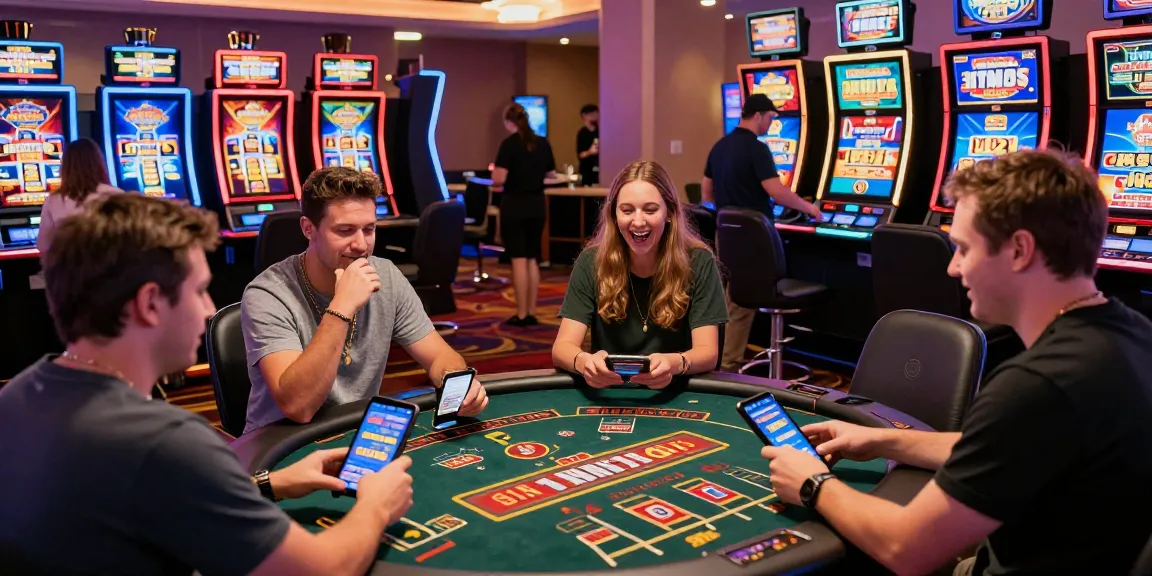 Players at a vibrant credit card casino engaging in games and utilizing deposits on https://eviz.org.uk, showcasing a lively gambling atmosphere.
