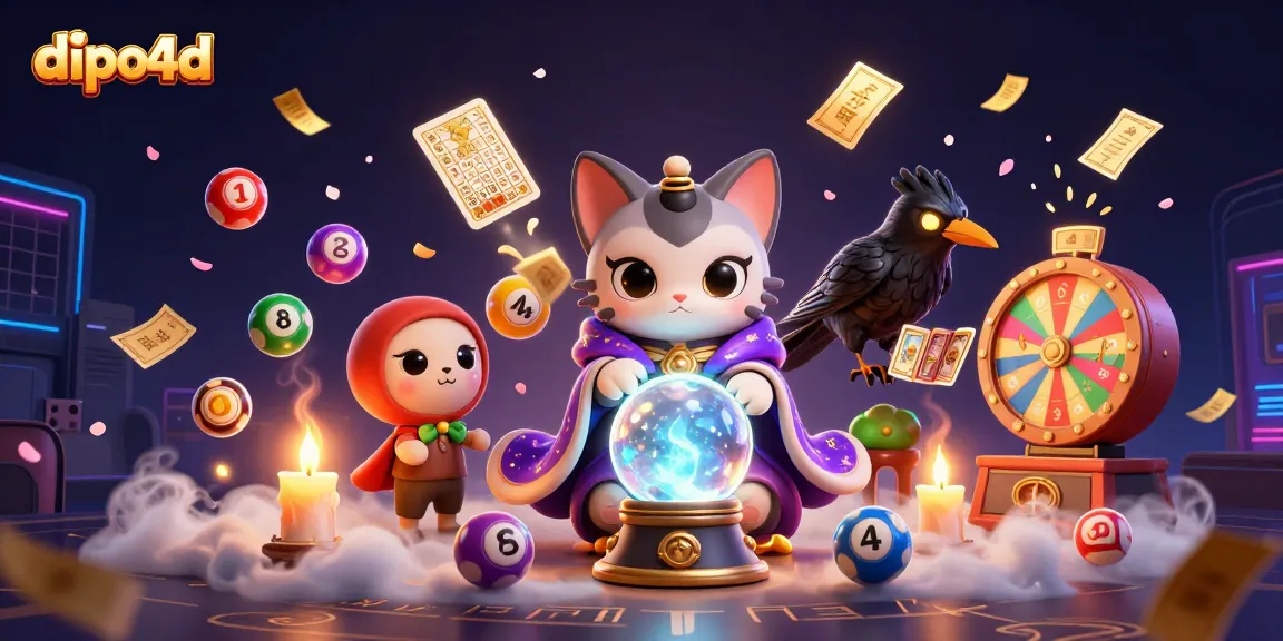 Engage with dipo4d's vibrant world of chance and excitement featuring lottery balls and mystical creatures.