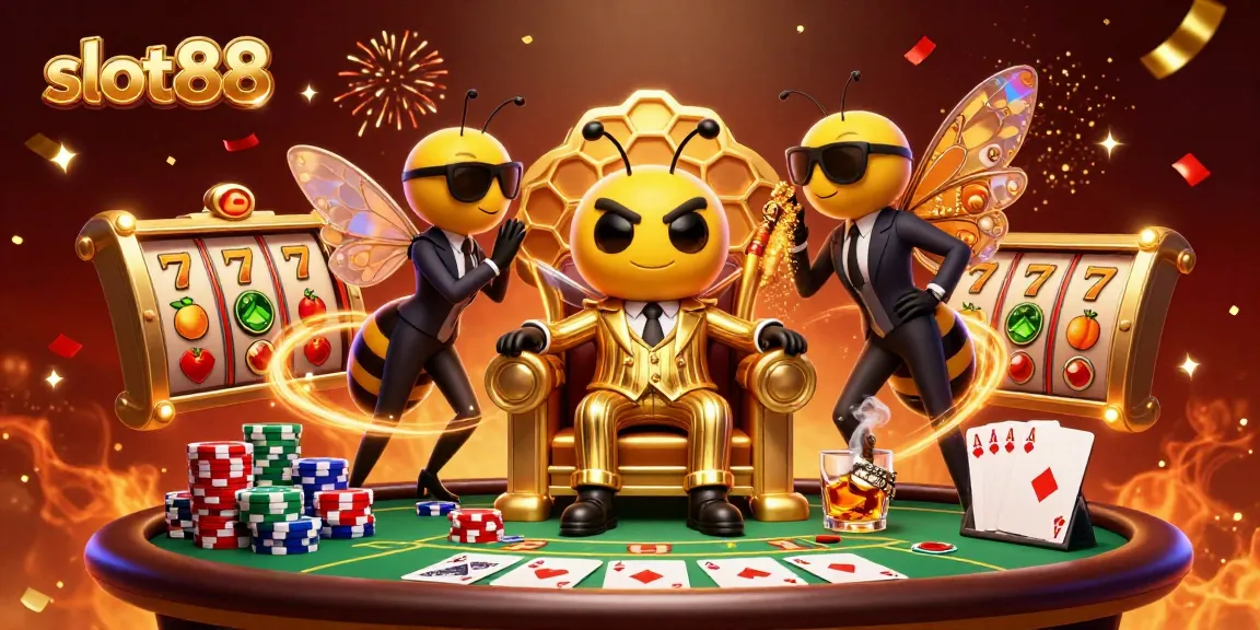 Mencoba slot88 dengan ikonik jackpot, simbol buah, dan suasana kasino yang meriah.