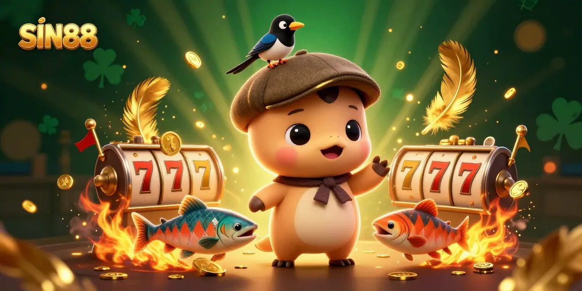 SIN88 captivates players with a vibrant 3D casino scene showcasing cartoon Nessie and gold elements