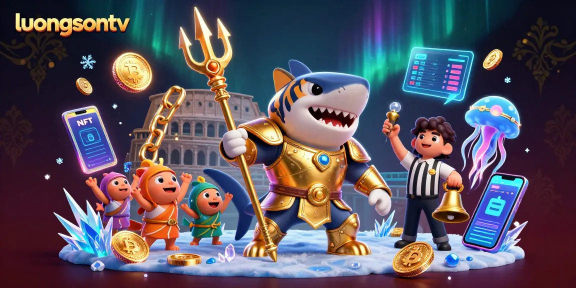 Experience thrilling moments with luongsontv as a tiger shark in gladiator armor leads an underwater casino event.