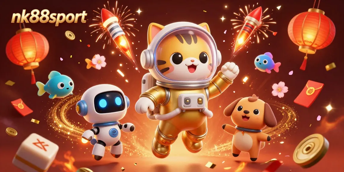 Engage in thrilling gaming on nk88sport with a vibrant 3D casino scene filled with excitement and colorful elements.